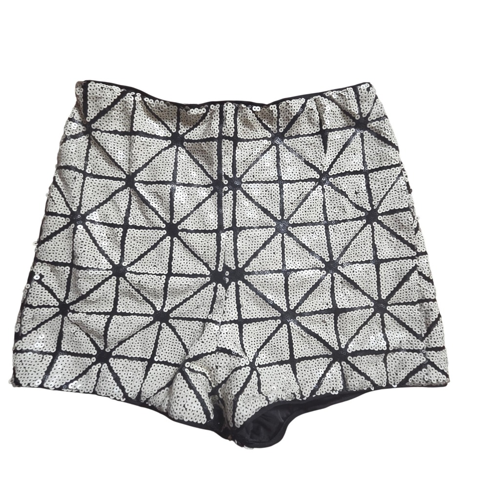 Bebe Sequin Geometric Triangle High Waisted Shorts Womens 2 Retro Y2K Party Glam